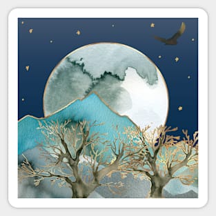 Full Moon and Mountains Sticker